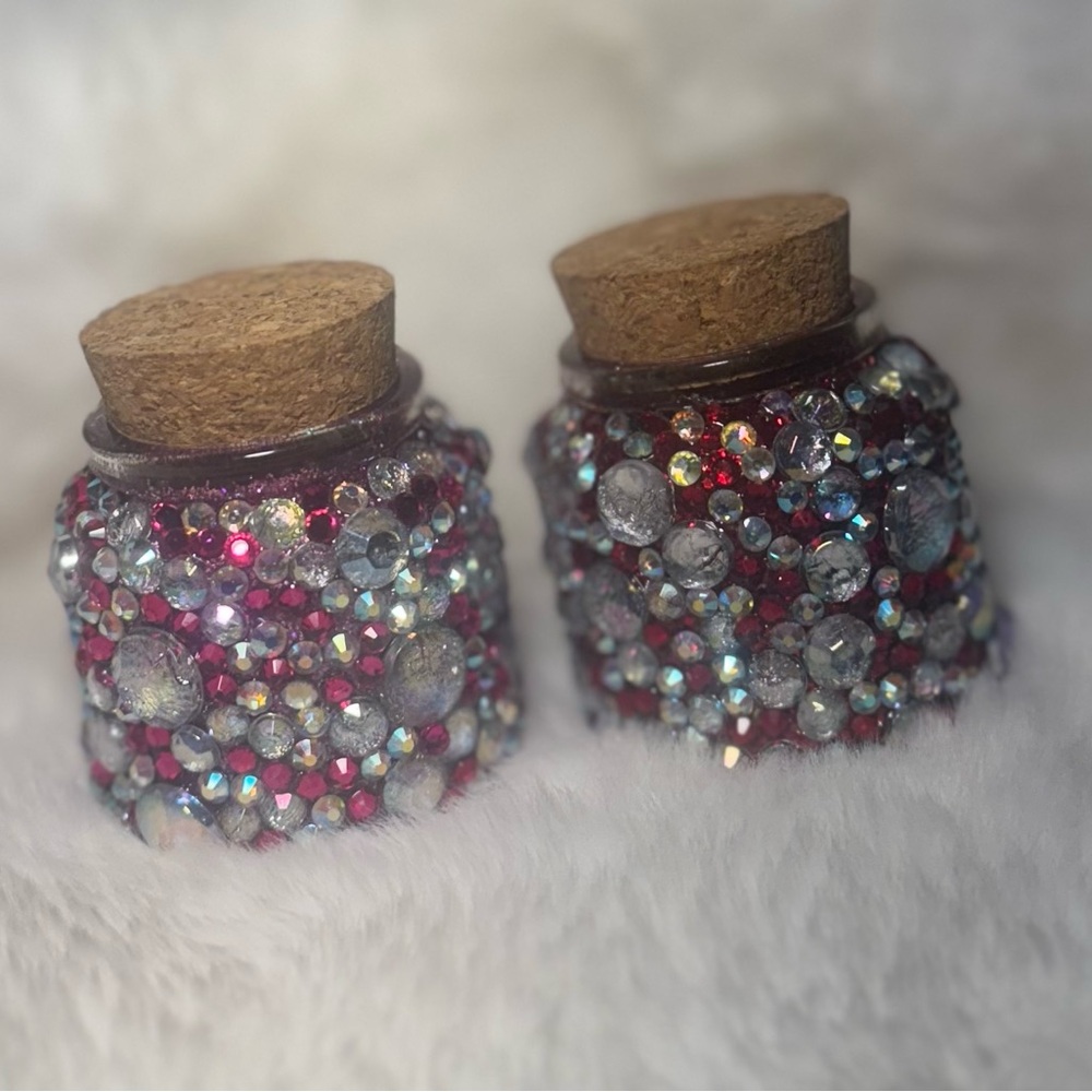 Decorative Rhinestone Jars with Cork Lids